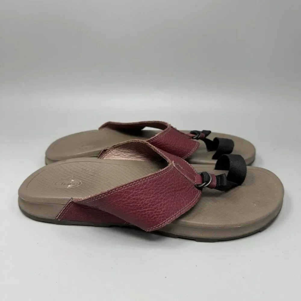 Chaco Mens Playa Pro Thong Loop Sandals Size 9 Cranberry Leather J106615